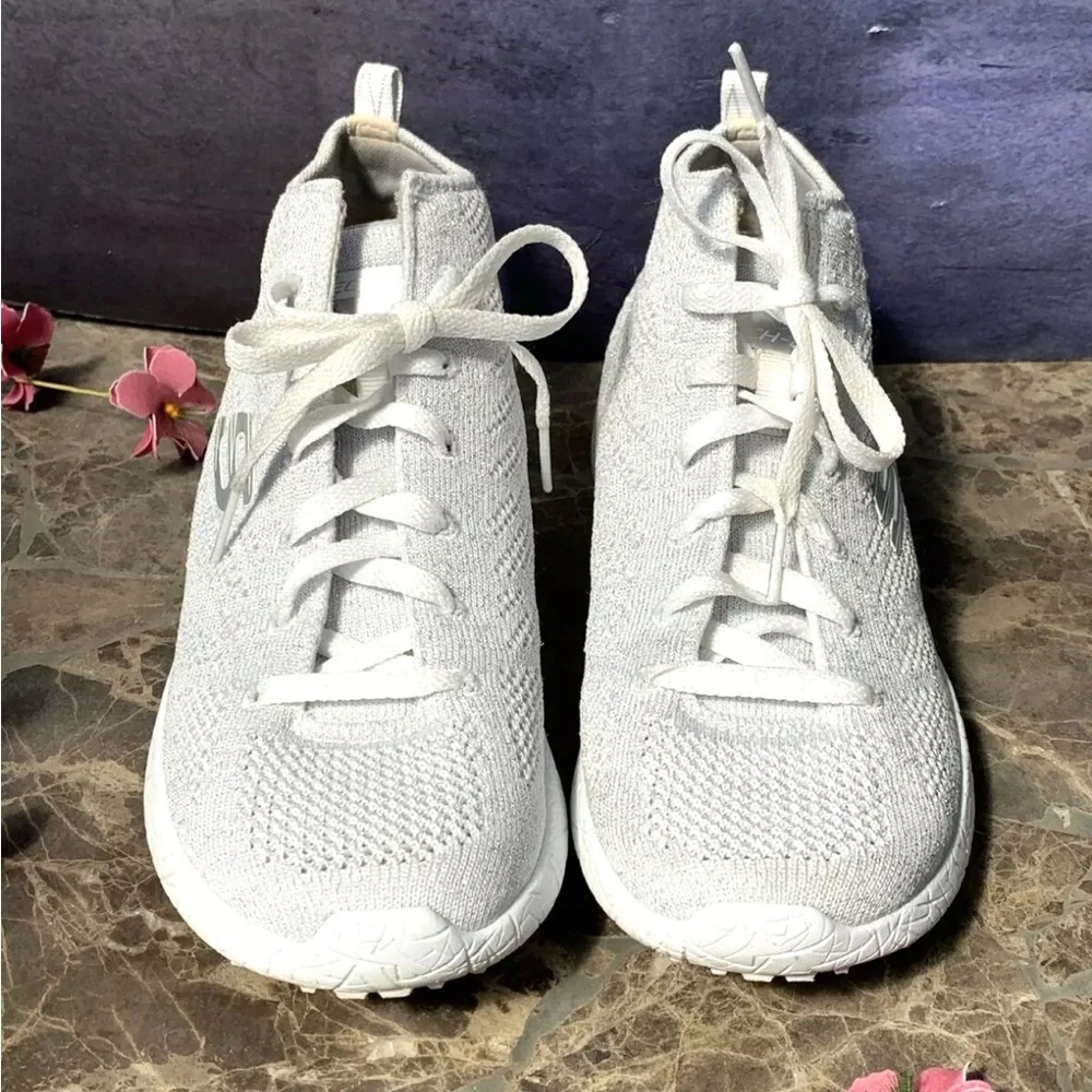 Skechers Burst Moon Light Gray Mid Top Sneakers Sparkle Running Shoes 12791